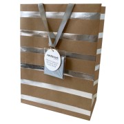 GB07L Silver Stripe Gift Bag Large